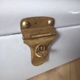 Vintage bread box - white enamel and brass - retro