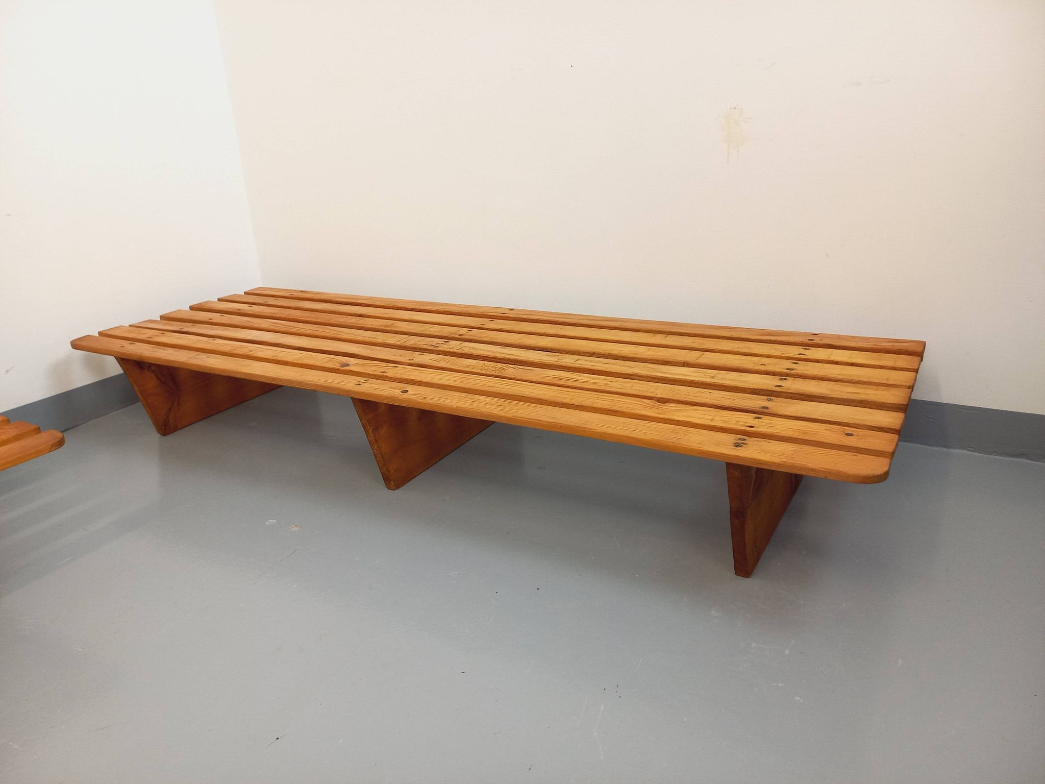 Pair of vintage  Perriand style  pine benches