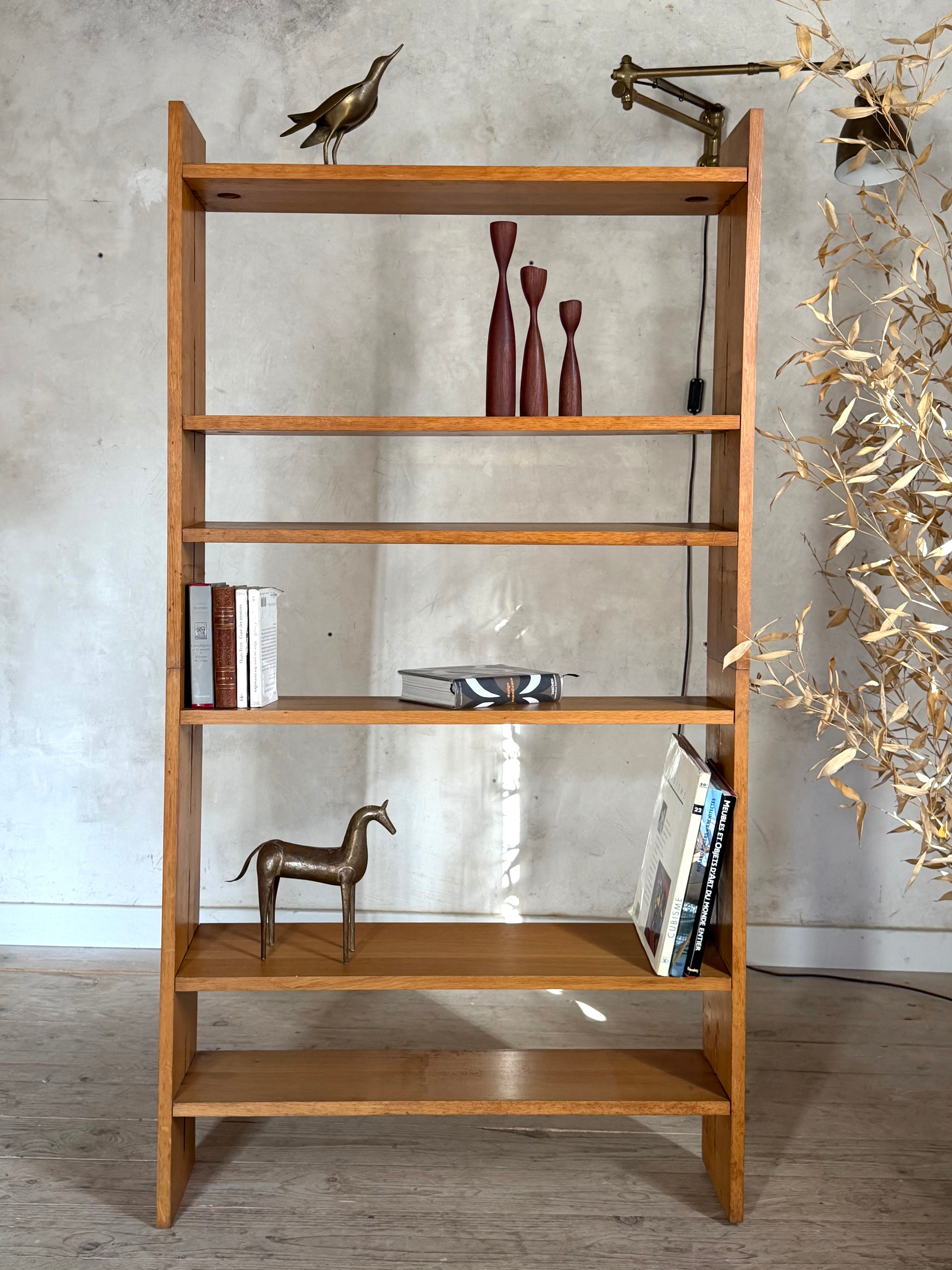 Vintage freestanding bookshelf in solid oak