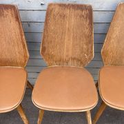 (Lot) 5 vintage wooden chairs attributed to Baumann (to be restored)