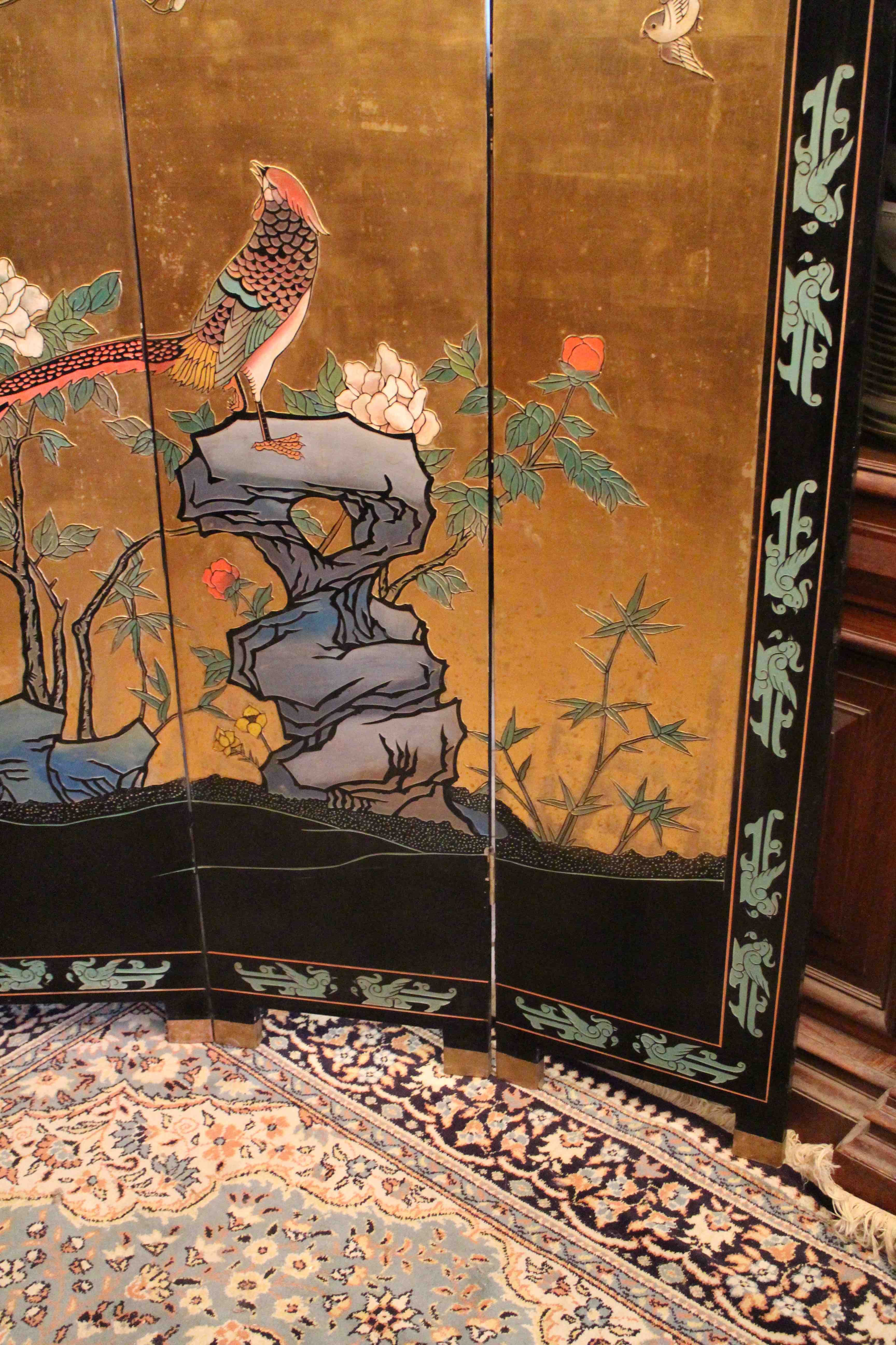 4-leaf screen lace-up decoration Far East Japan type Coromandel