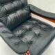 Vintage black leather lounge chair by gote mobler 1970s