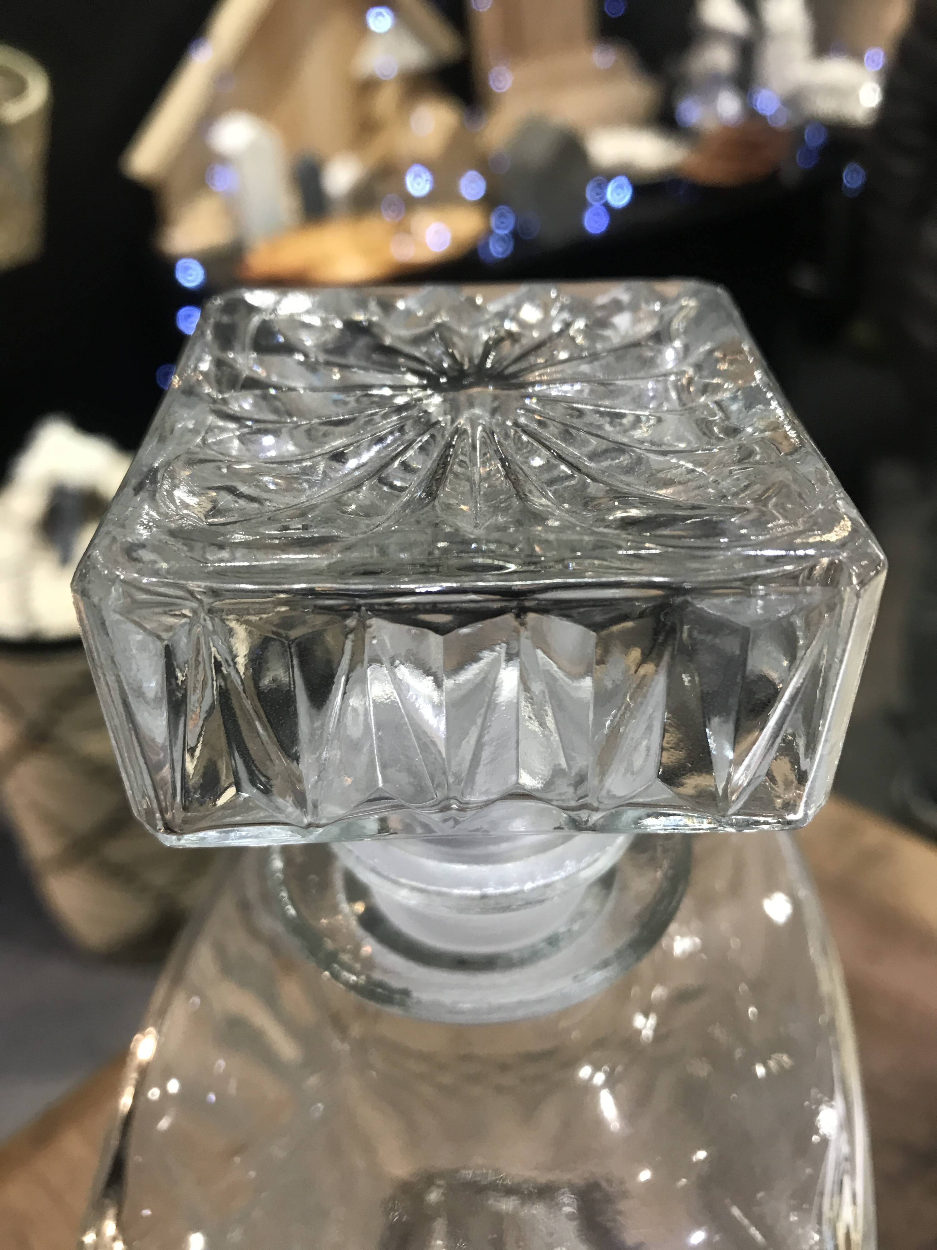 Vintage embossed glass whiskey decanter