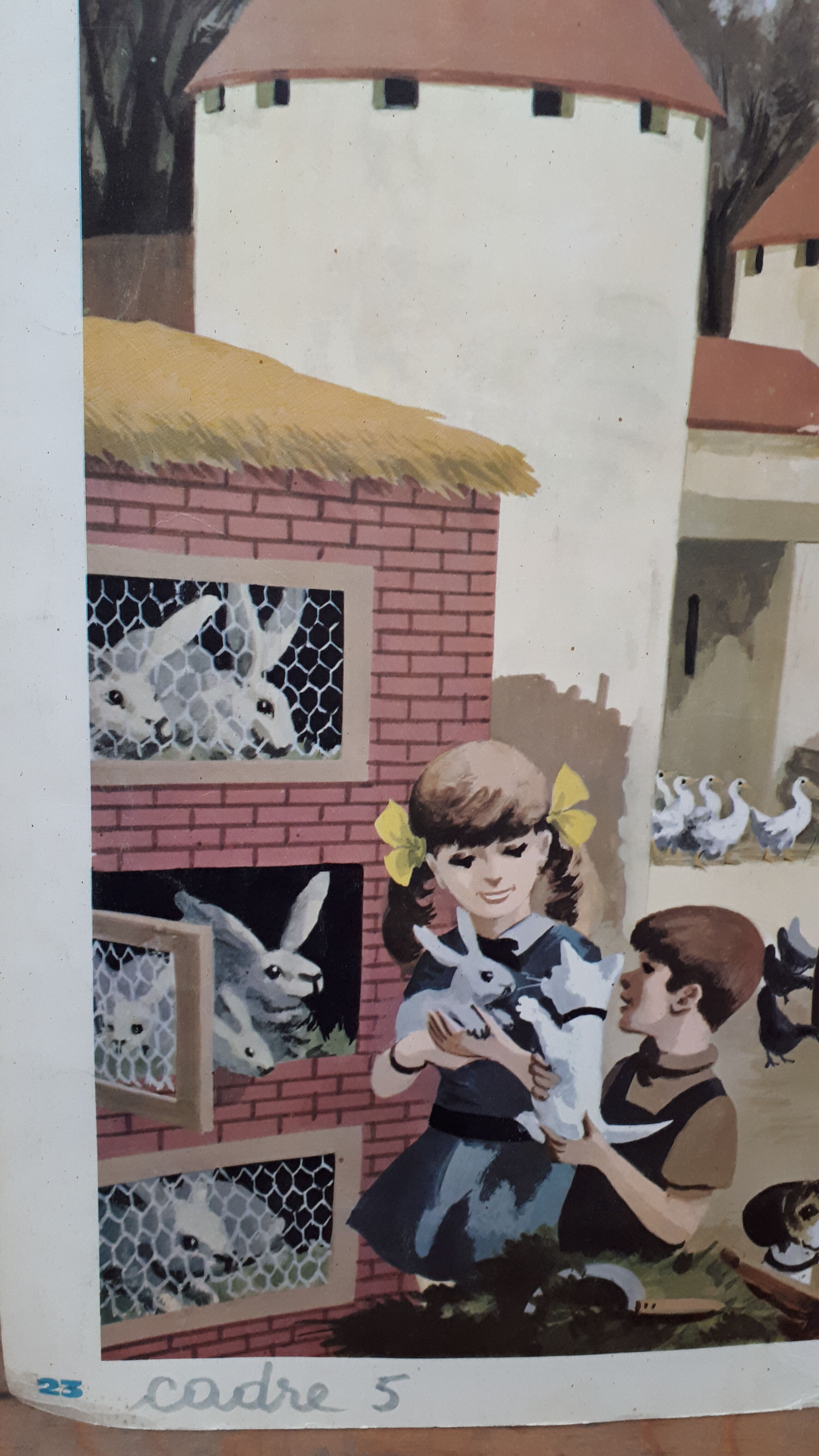 Map displays school lesson 'Village life' vintage 1967