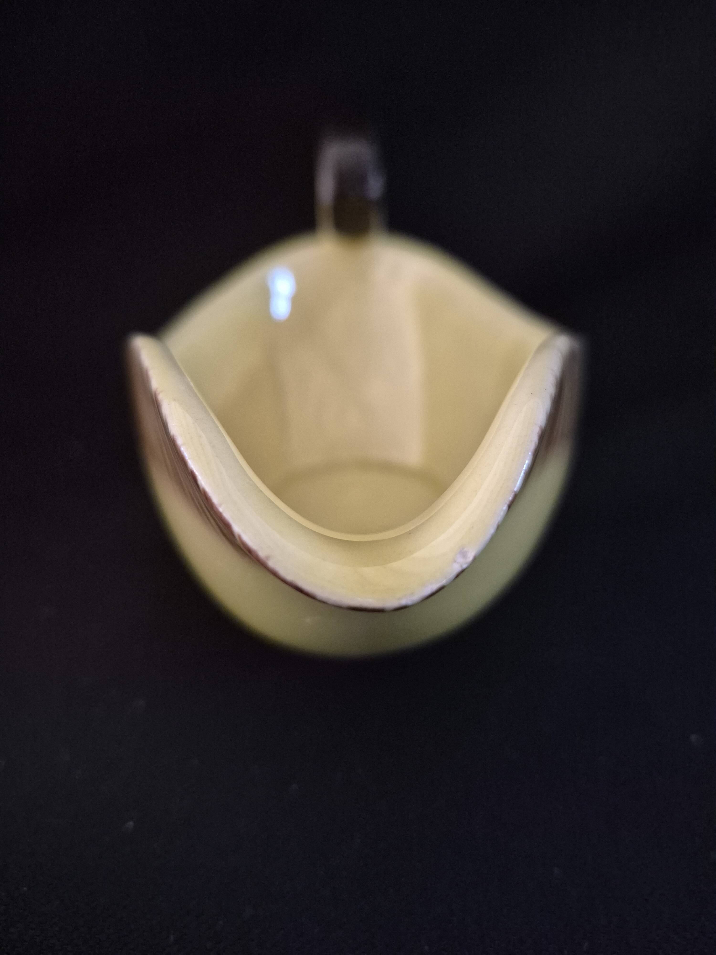 Saint Clément yellow and brown earthenware sauce boat A083