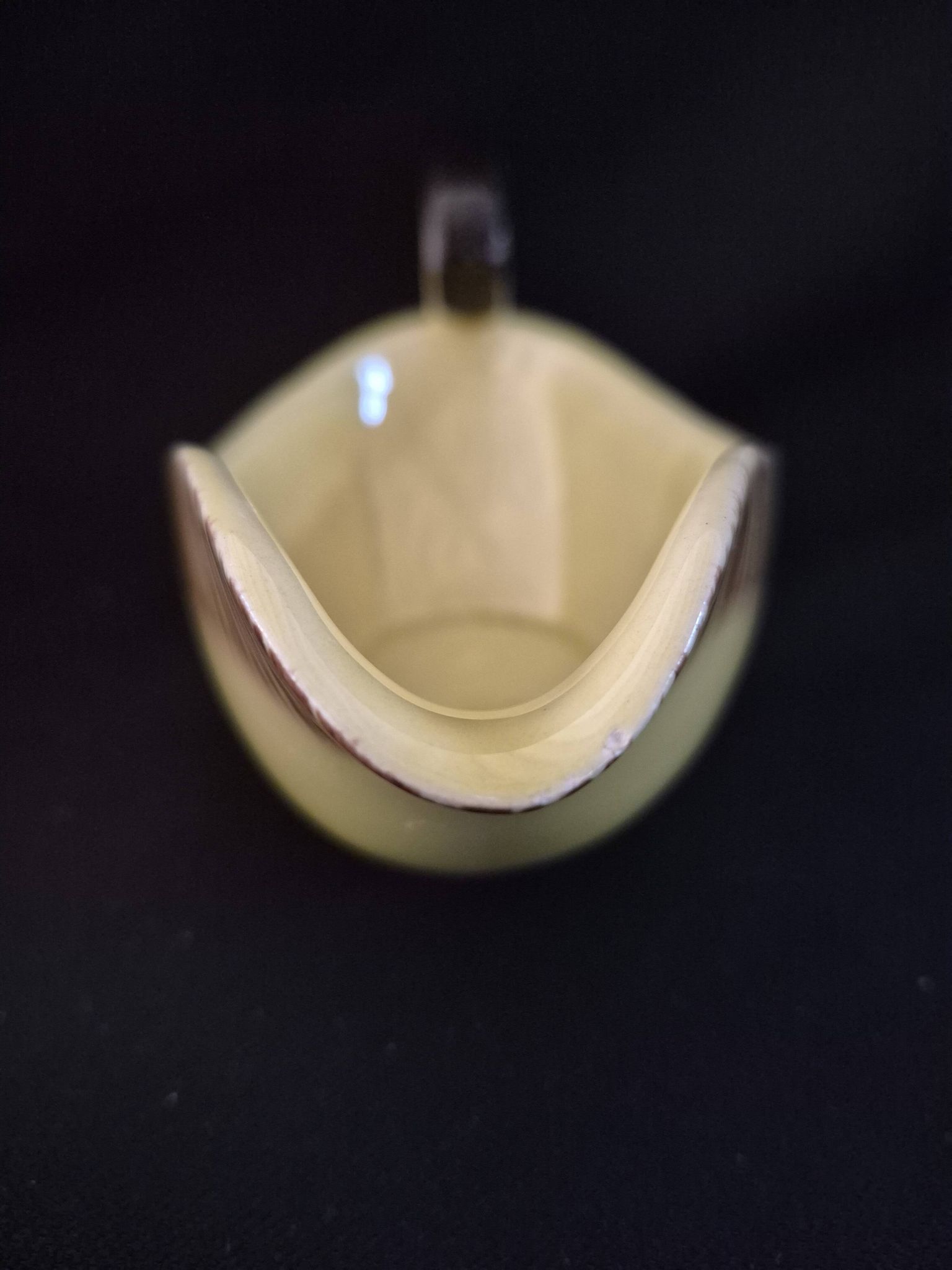 Saucière en faïence de Saint Clément Jaune et marron A083