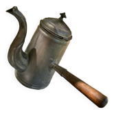 Tin coffee maker or kettle and wooden handle