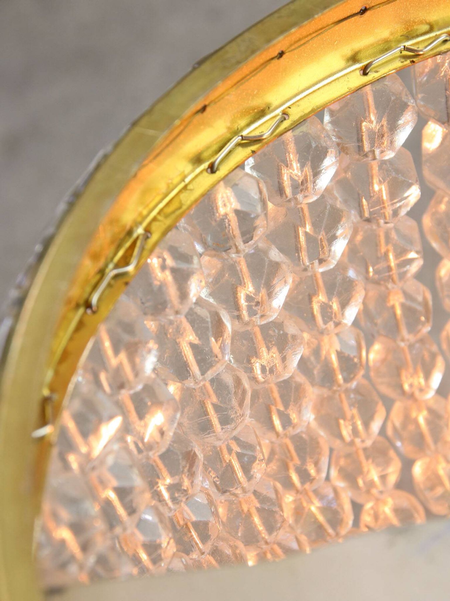 Mid-Century Czech Crystal and Brass Wall Lamp in Brass, 50s, set of 2