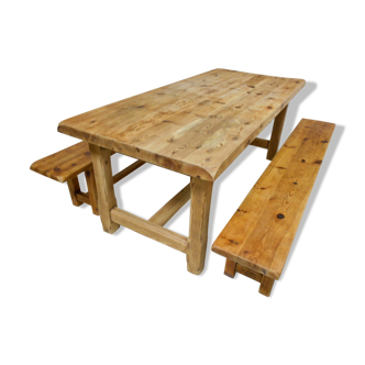 Mountain farm table and two benches