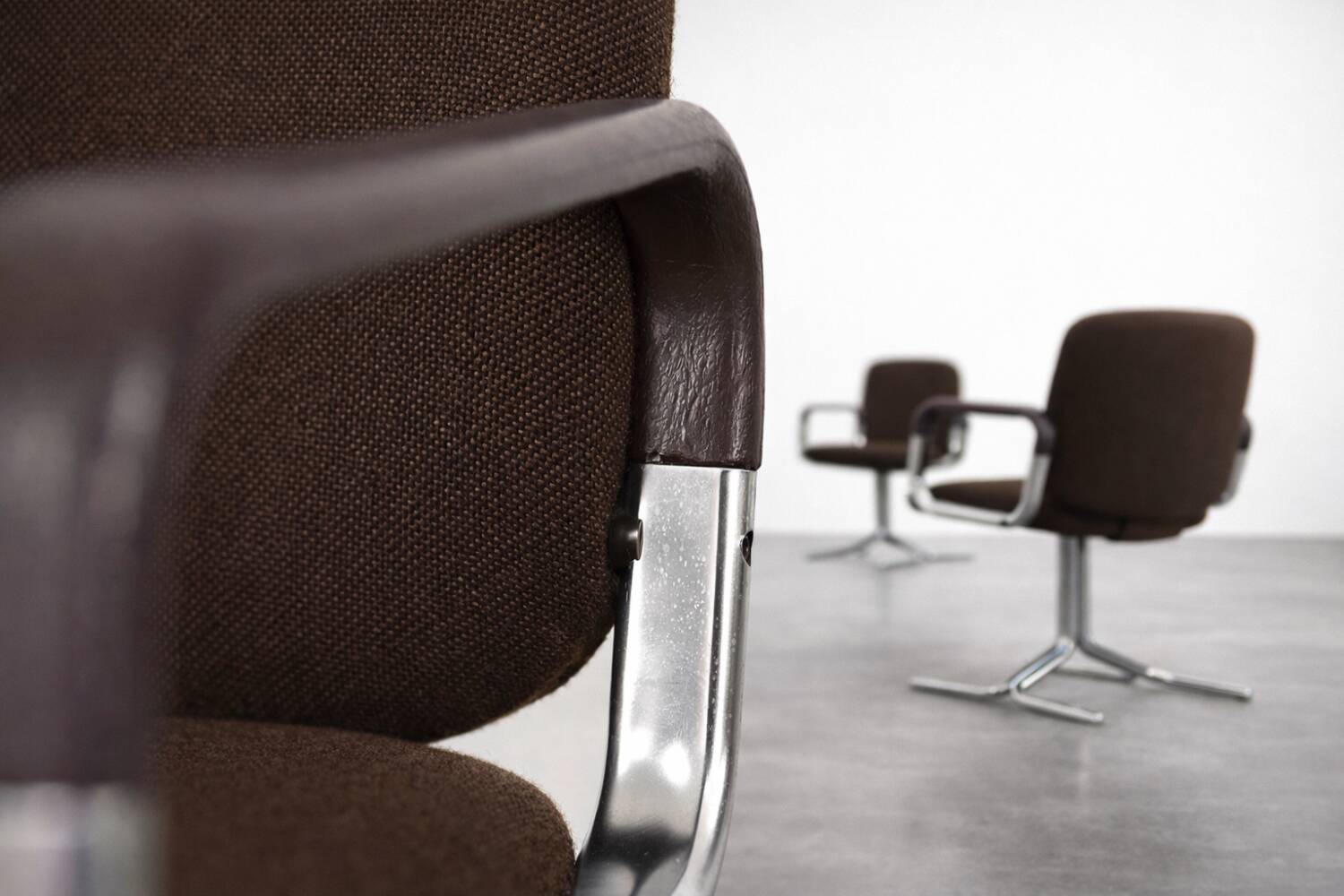 Pair of Vintage Mid-Century German Modern Fabric and Aluminium Chairs Mauser