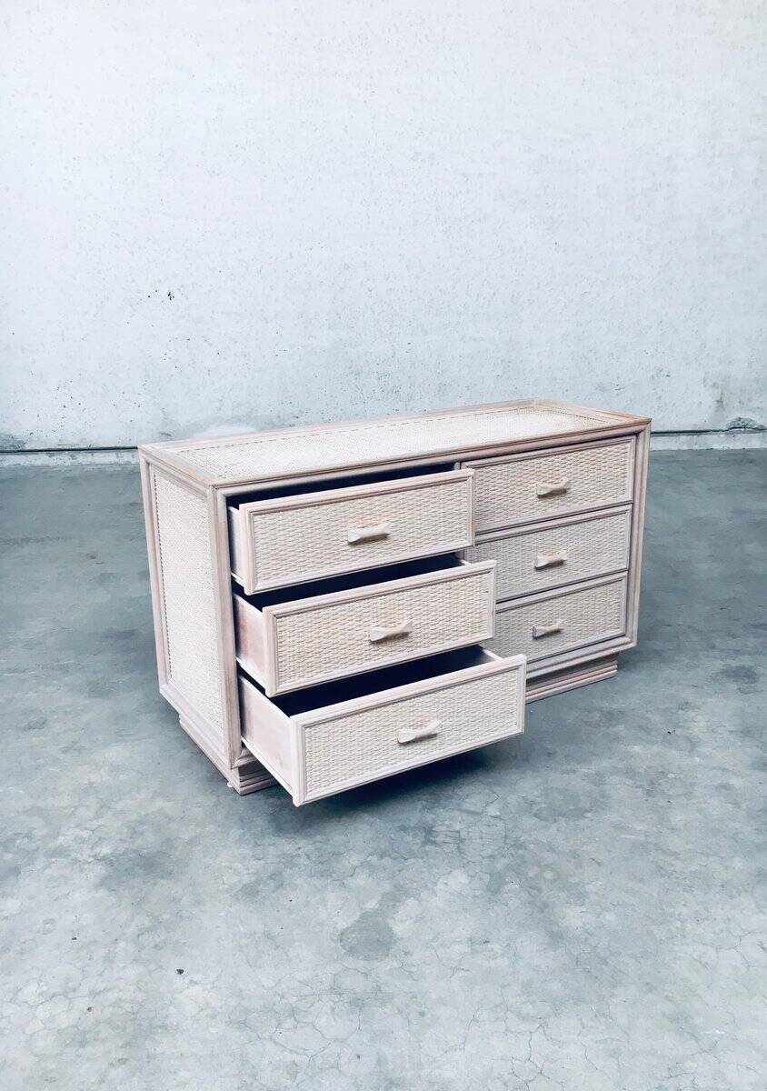 Washed Rattan Chest of Drawers, 1980s