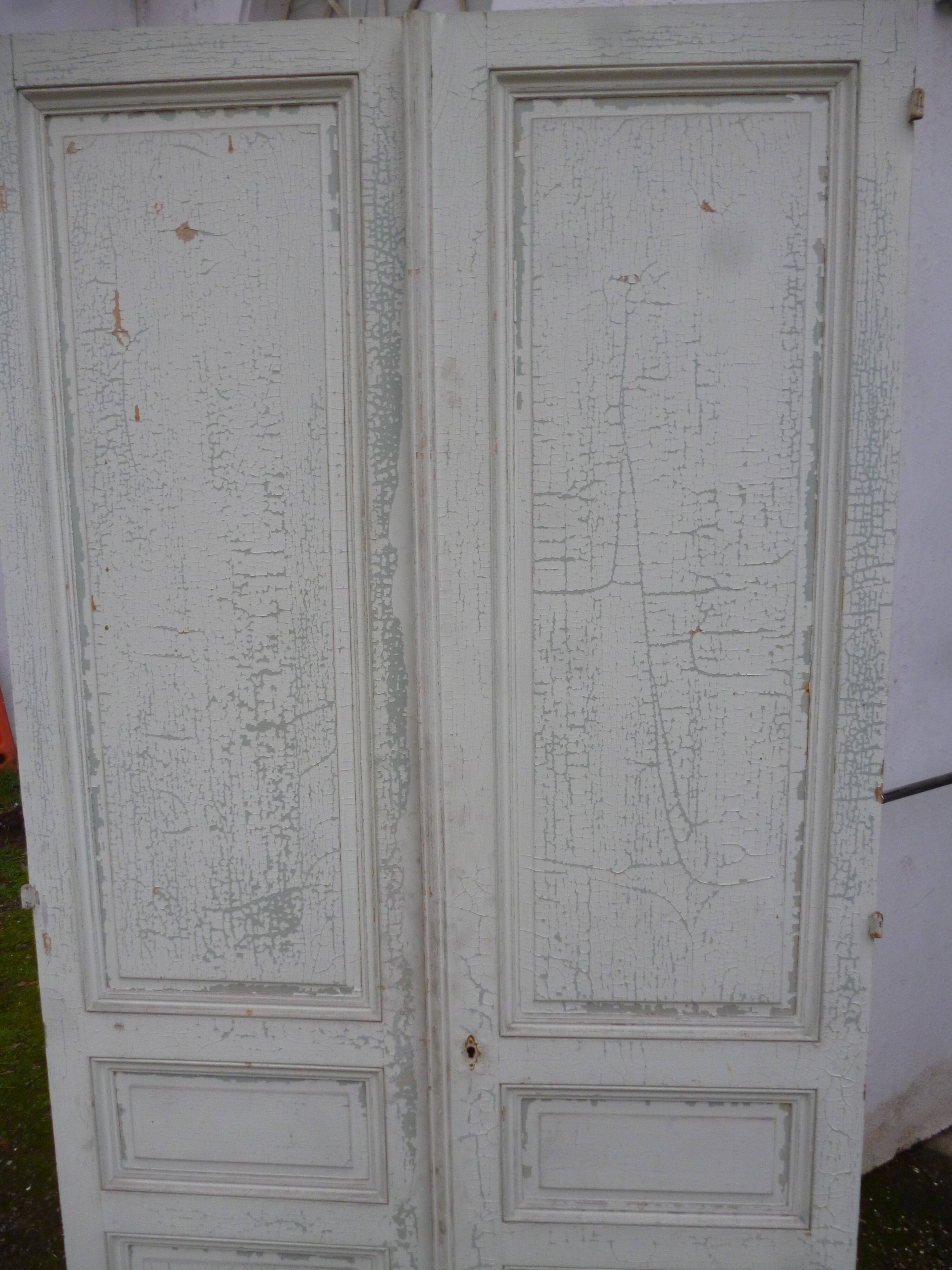 Pair of closet door old green patina