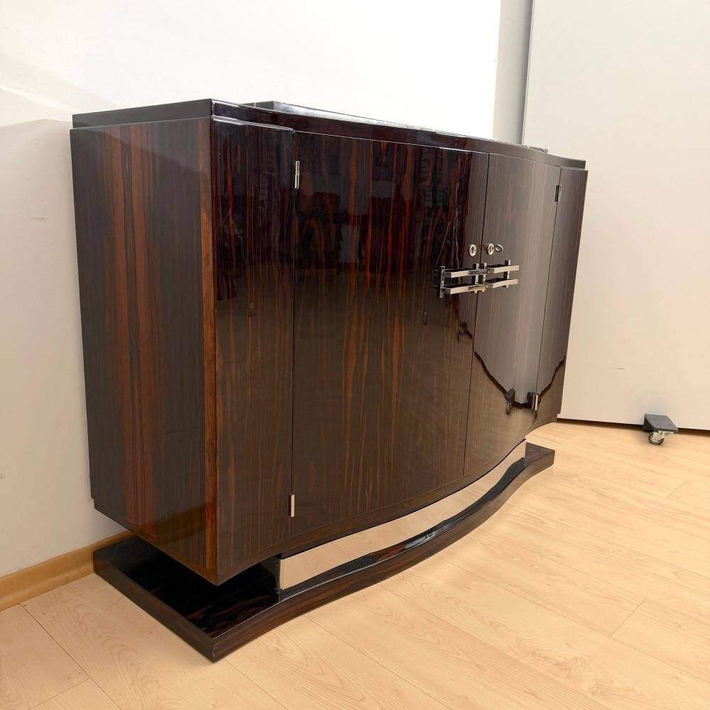 Art Deco Sideboard in Macassar, Marble & Chrome, France, 1930