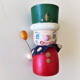 Coquetier ancien en bois peint main vintage