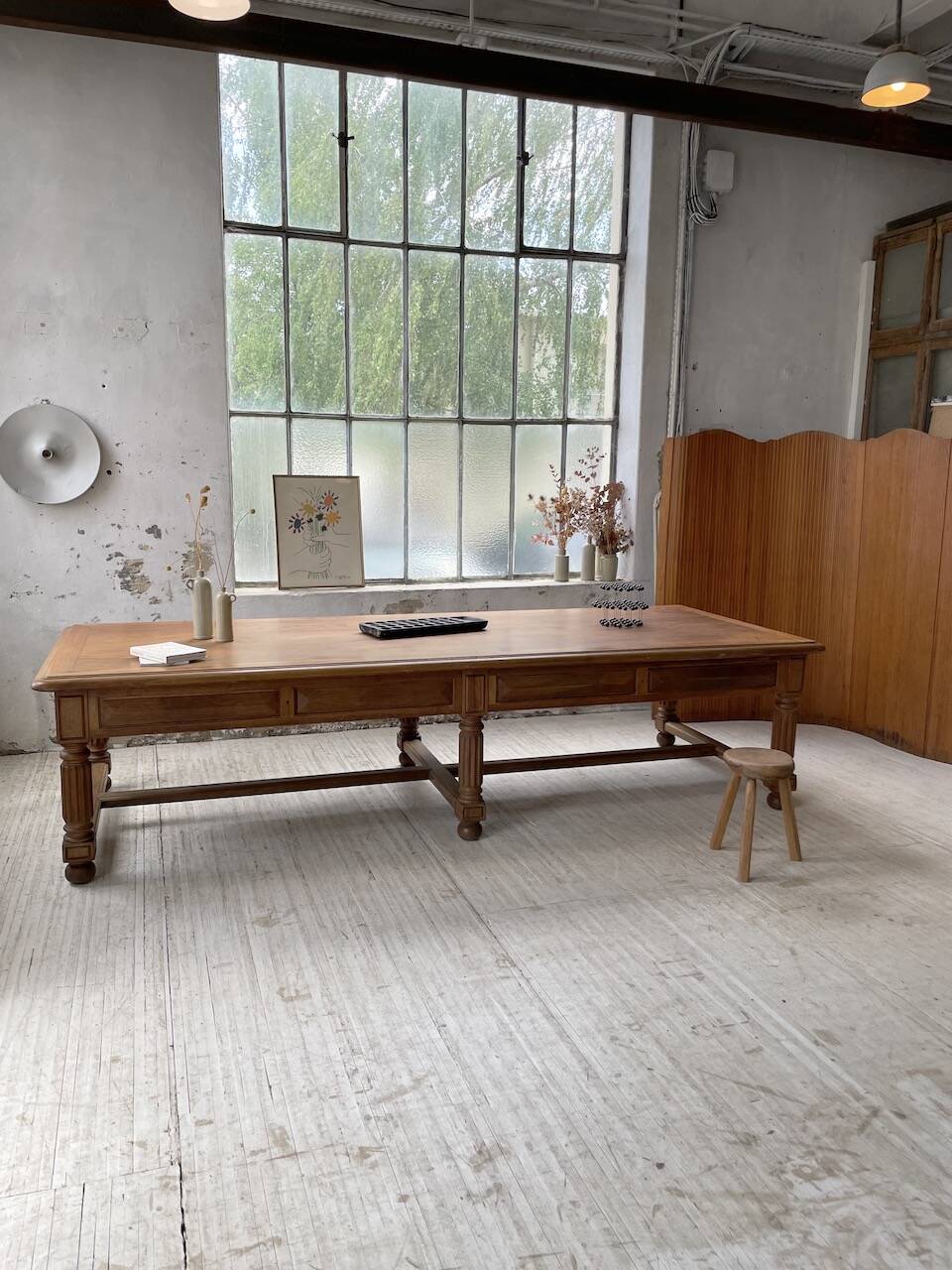Solid walnut farmhouse castle table 1900 XXL