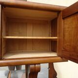 Solid walnut sideboard, moustache legs, black marble top.