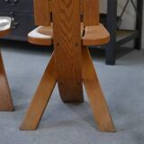 Set of 5 solid oak chairs by Seltz Manufacture 1970's