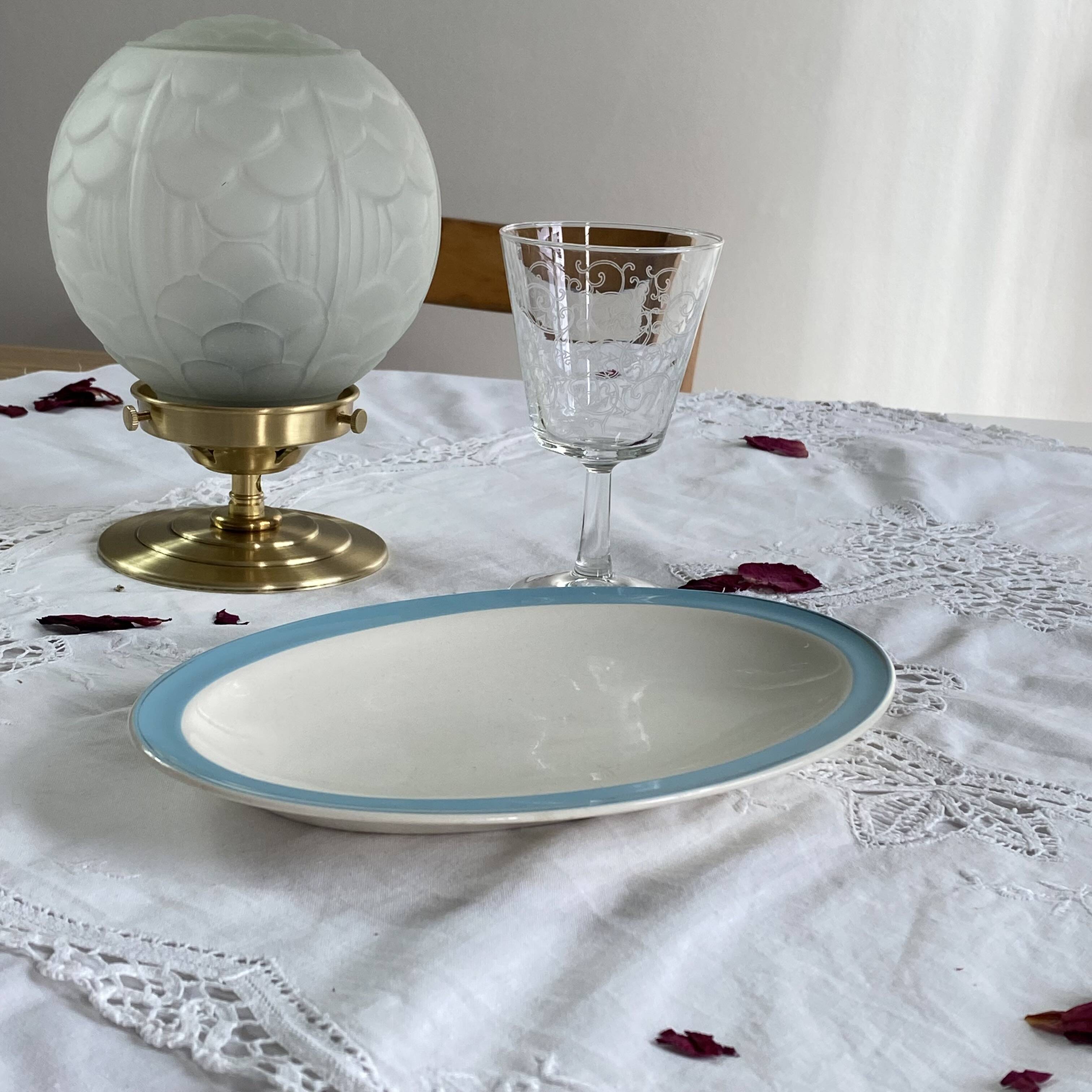 Small serving dish, antique Boch et Frères Kéralux blue earthenware