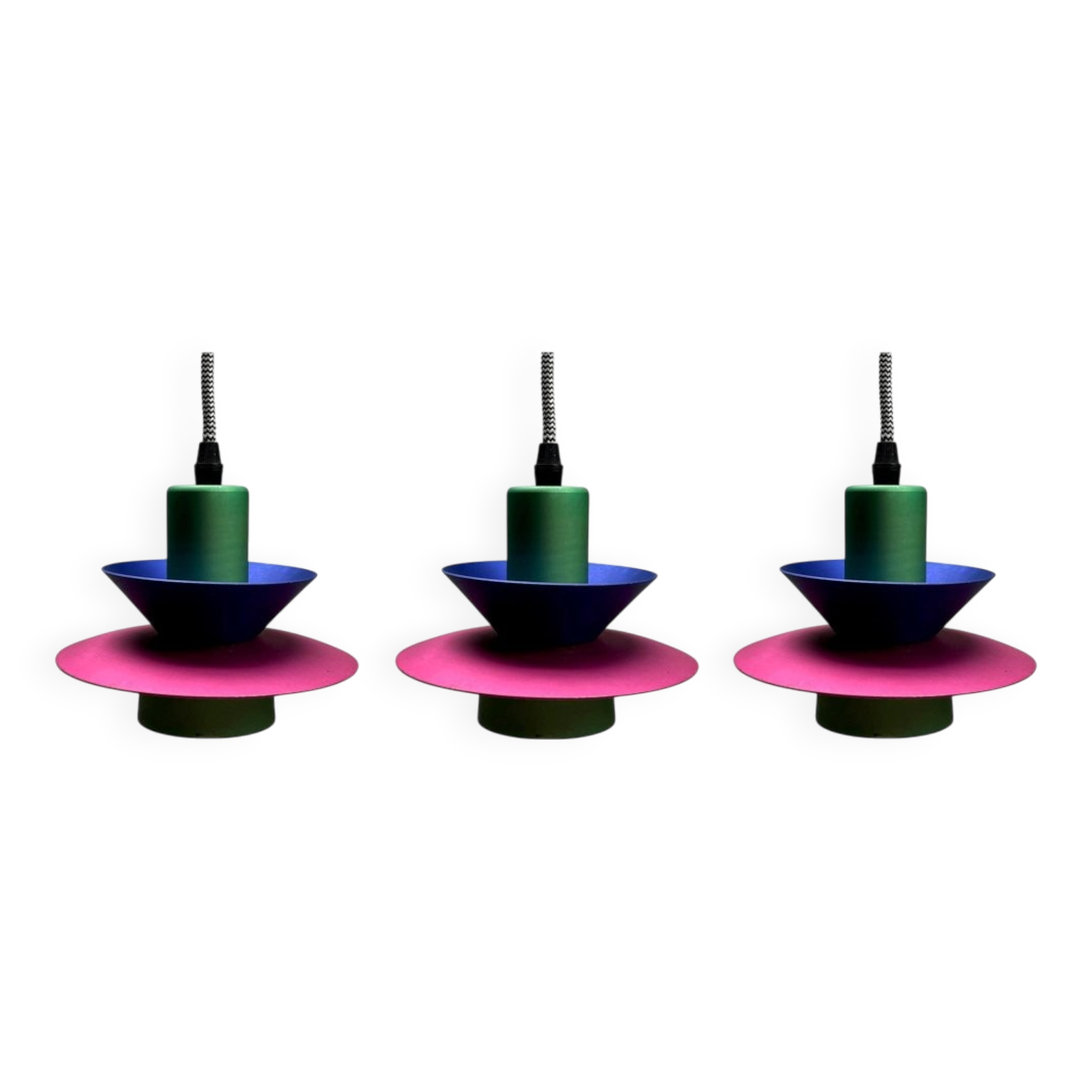 Italian Postmodern Pendant Lamps, 1980s, Set of 3