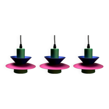 Italian Postmodern Pendant Lamps, 1980s, Set of 3