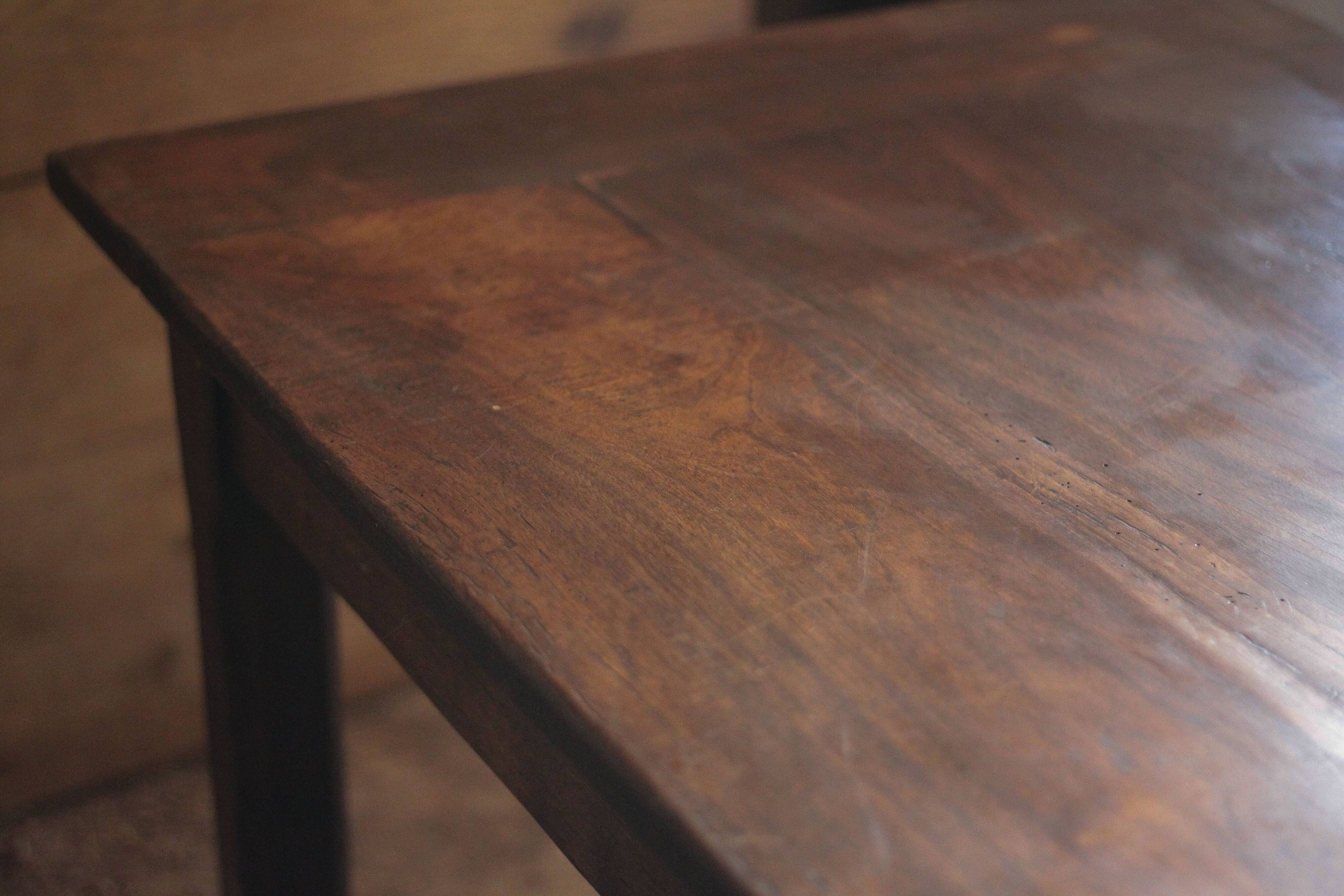 Farmhouse table and two benches, antique wooden farmhouse table, living room furniture, country style, chalet style, decor