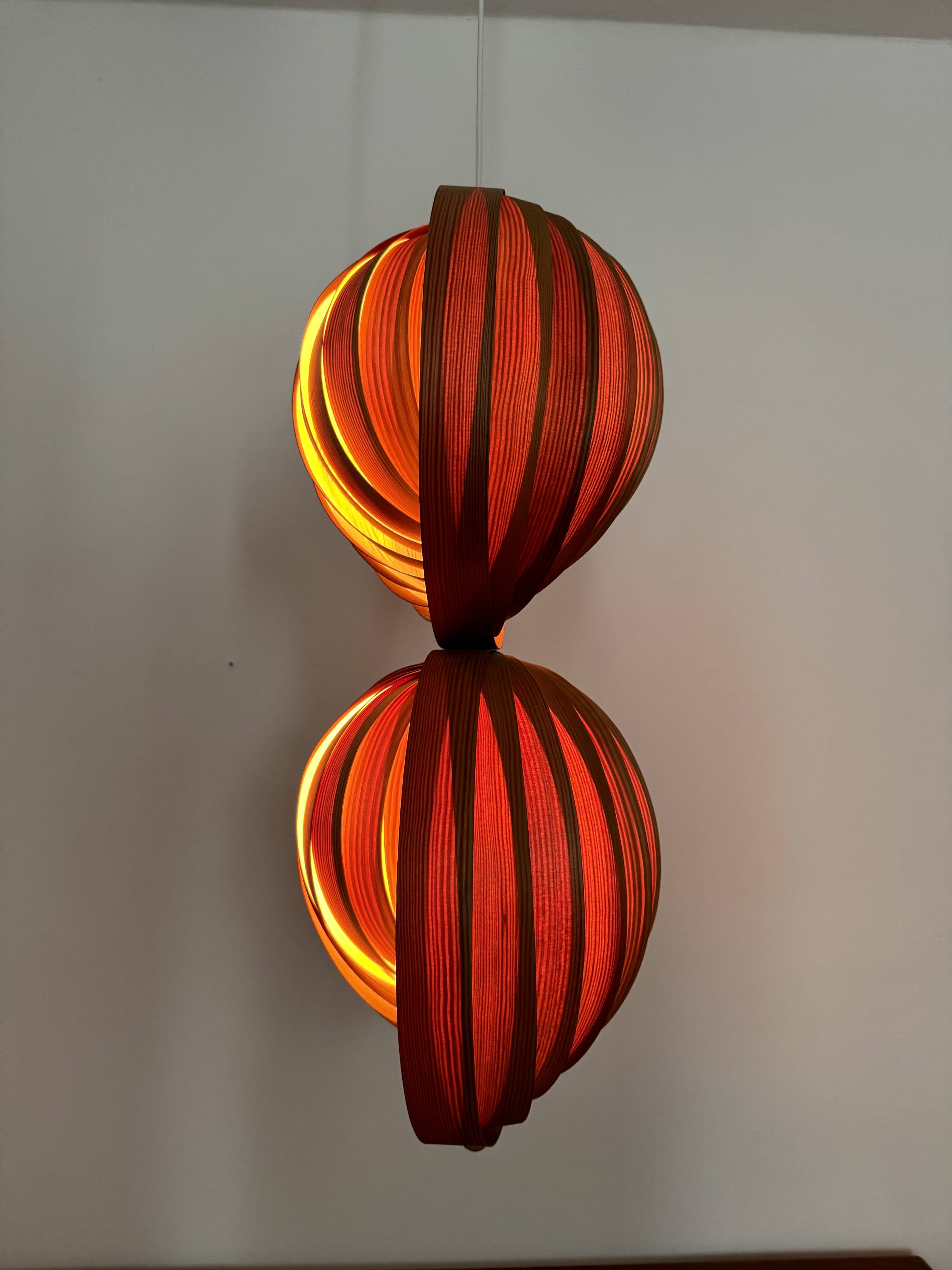 Wooden Double Moon Pendant Lamp