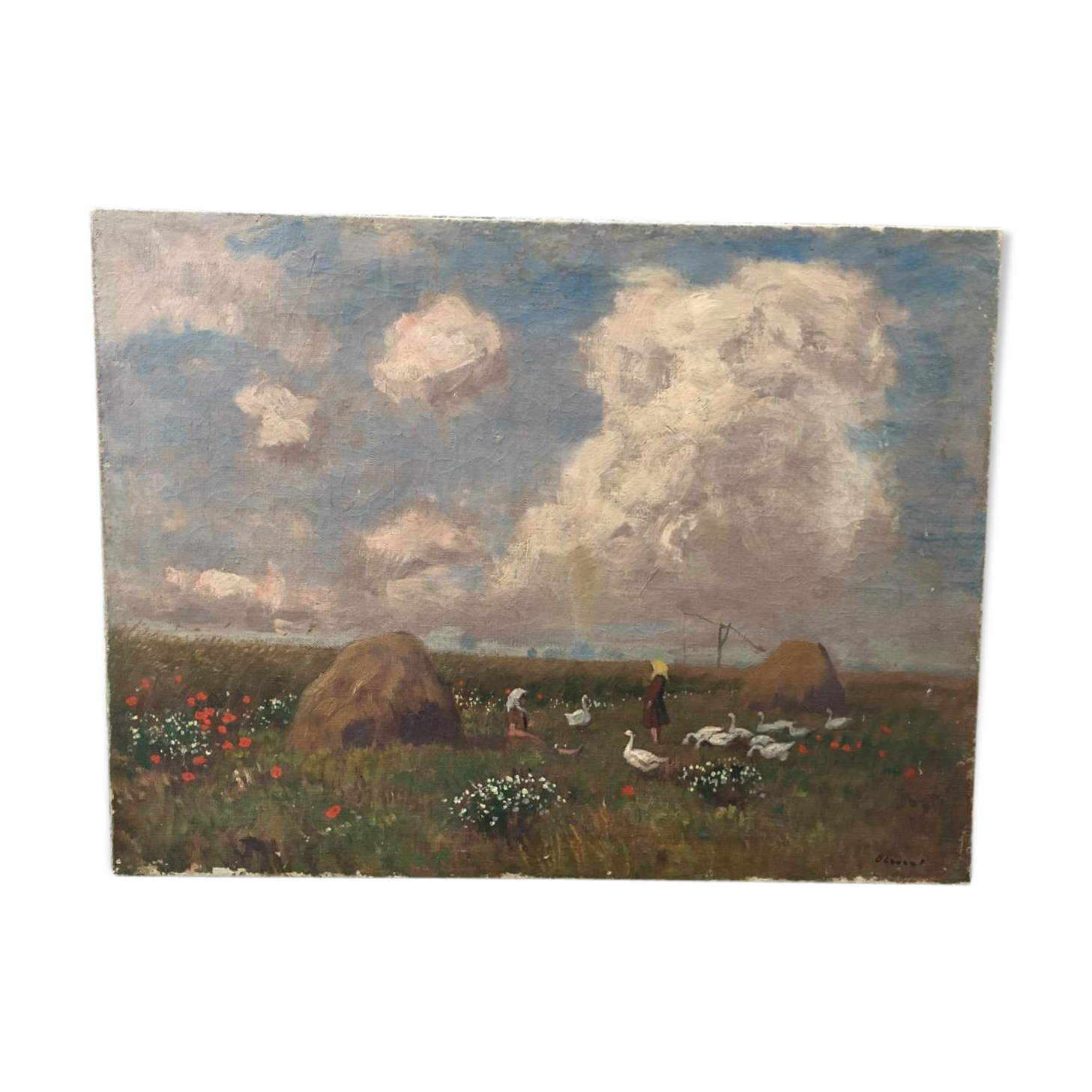 Oil on canvas country scene