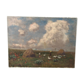 Oil on canvas country scene