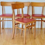 Ensemble de 4 chaises de chapelle, années 1950