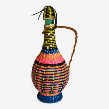 Vintage multicolored scoubidou bottle
