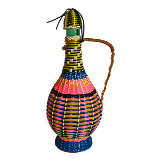 Vintage multicolored scoubidou bottle