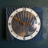 Vintage clock silent rectangular wall pendulum "golden blue vegetable"
