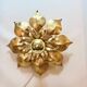 1970s 1980s Hollywood Regency Masca Gold Leaf Metal Flower Wall Sconce