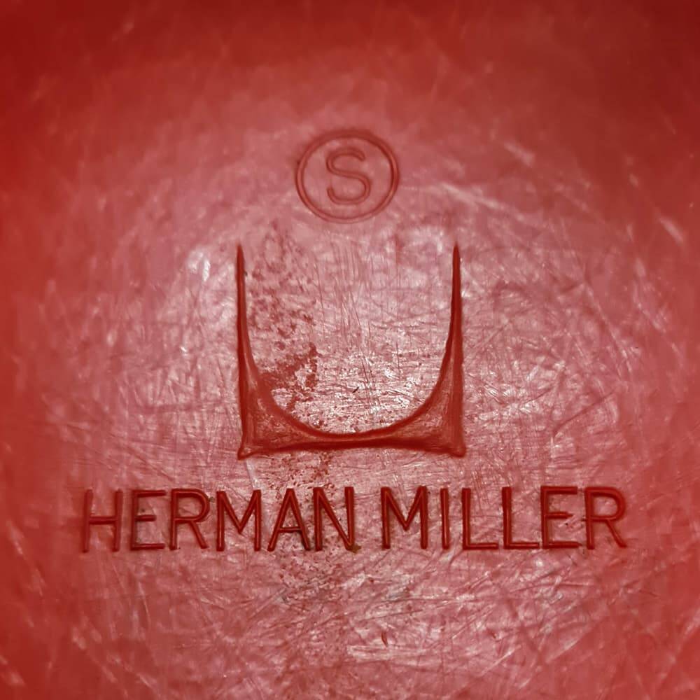 Red Herman Miller Original Eames DSW Dining Side Shell Chair