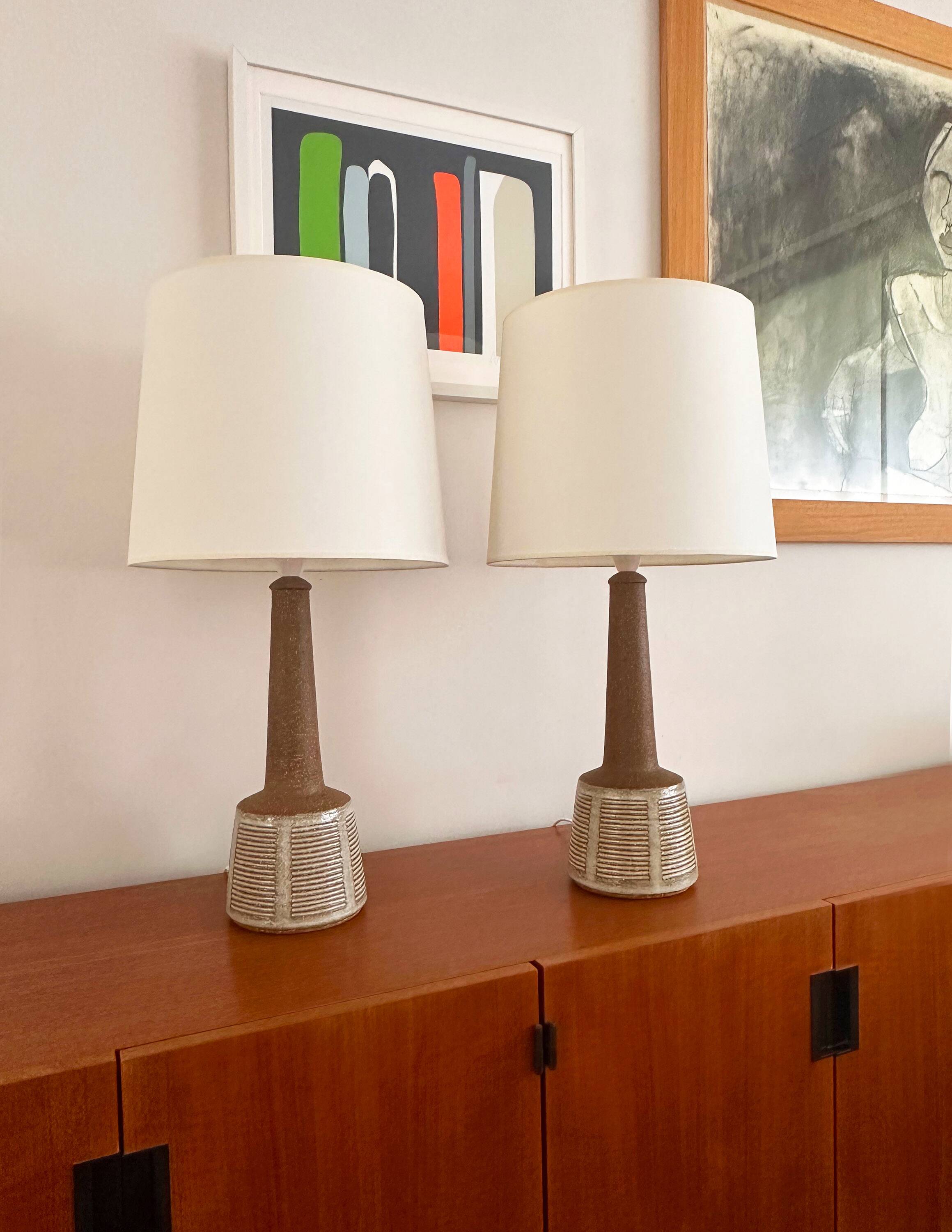 Pair of ceramic table lamps by Esben Klint, Palshus, Denmark, 1960.