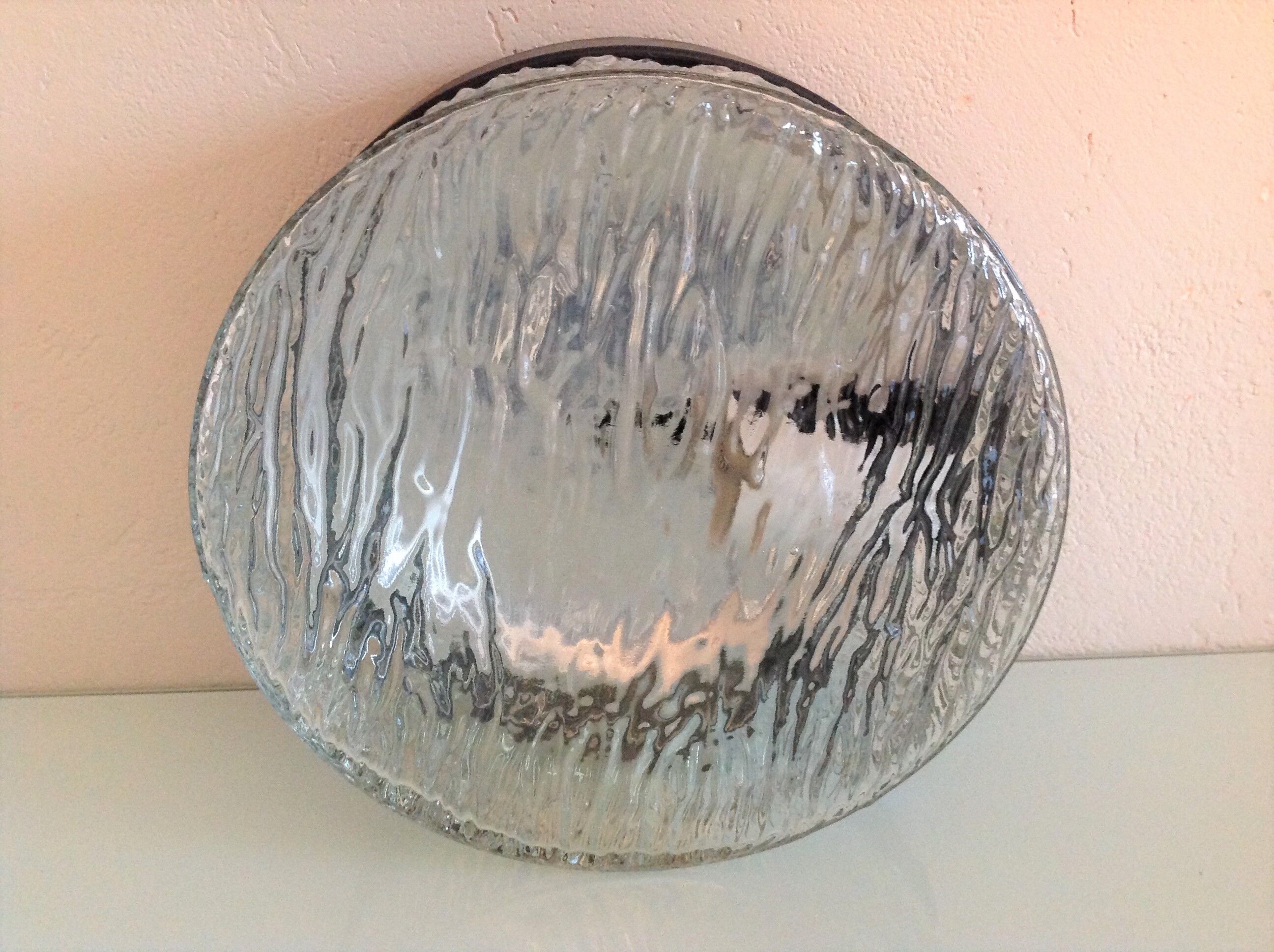 Vintage 60s-70s round ice glass ceiling light