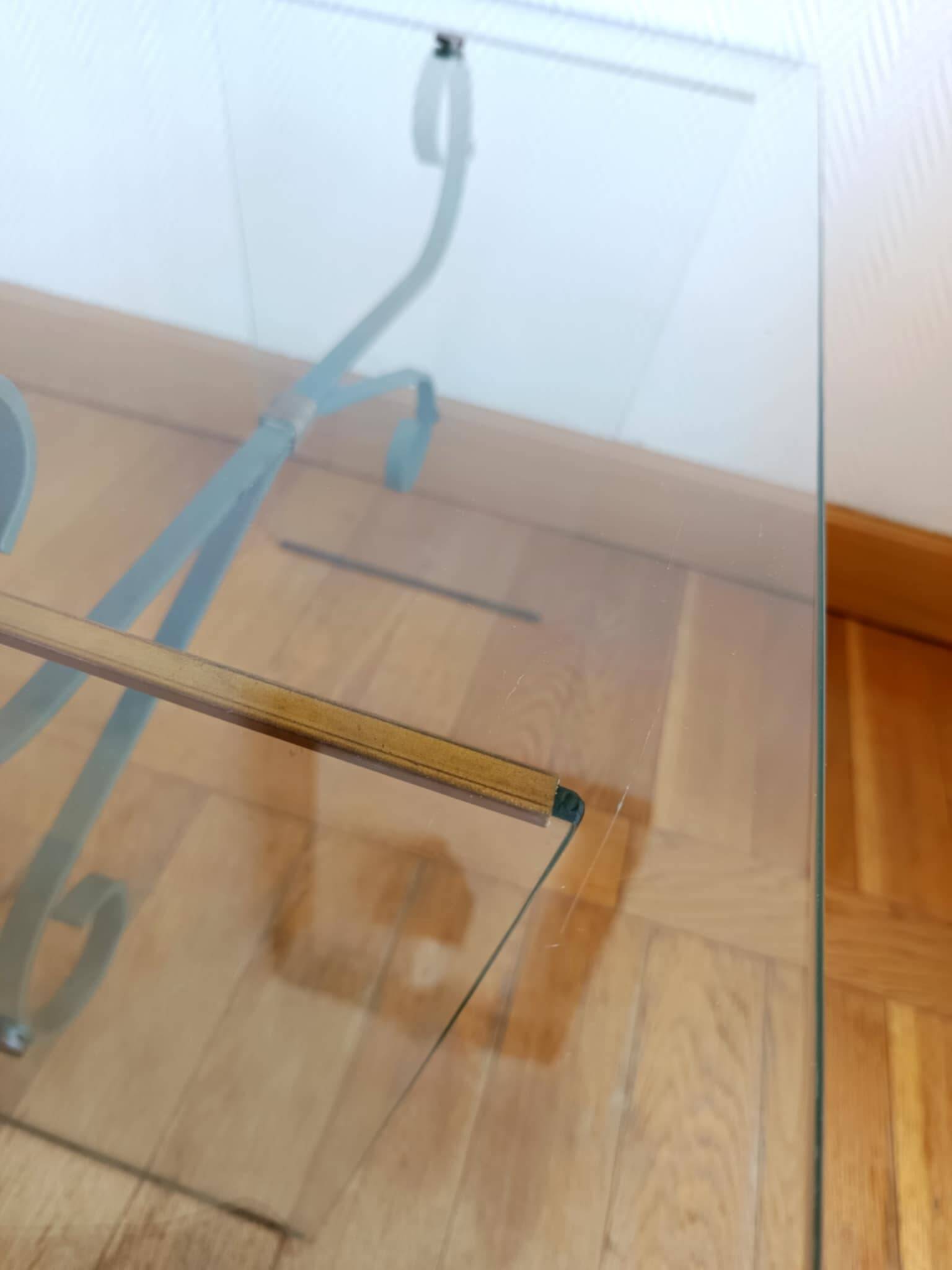 Glass and wrought iron coffee table, Italy 1960