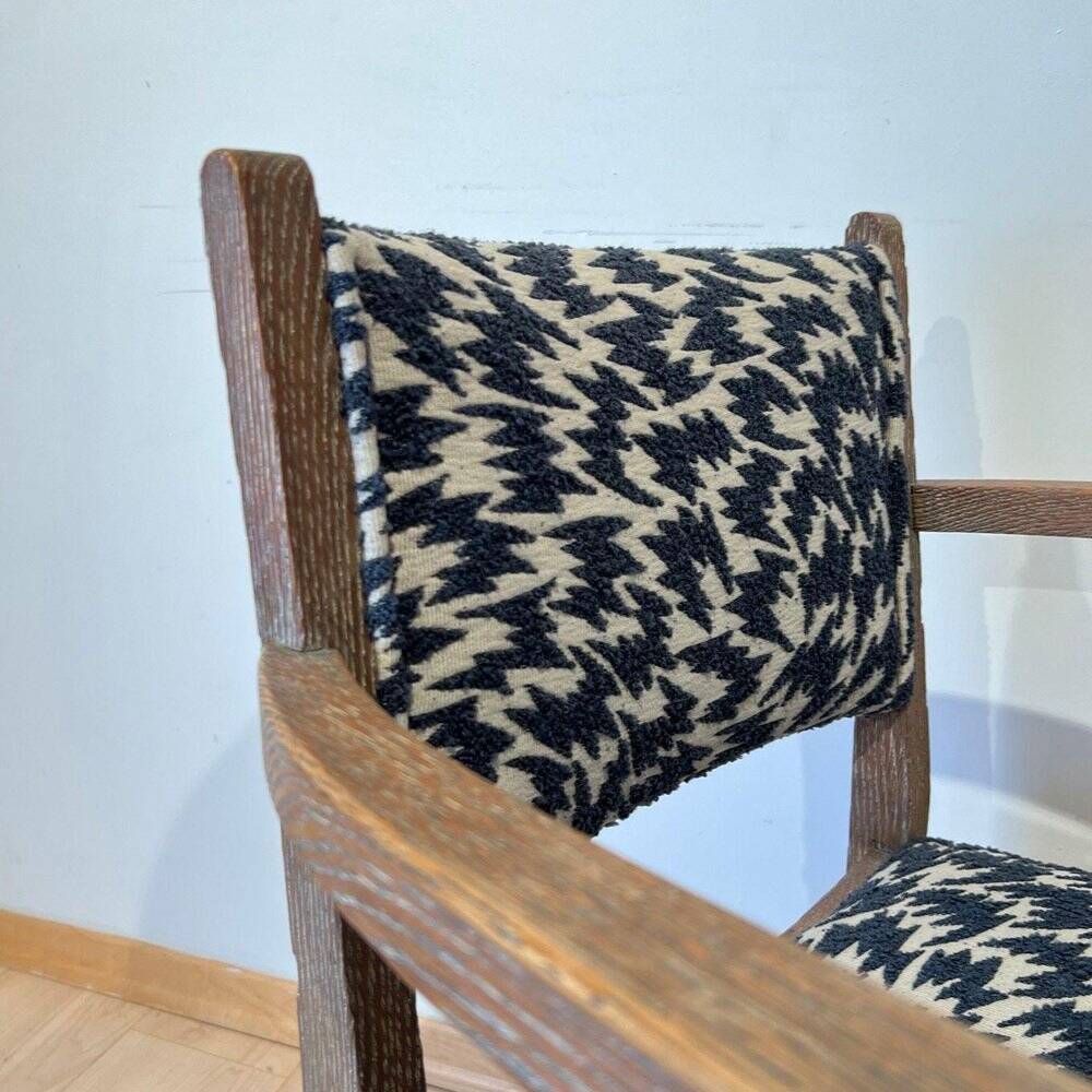 Art Deco Armchair in Limed Oak by De Coene Fères, 1935