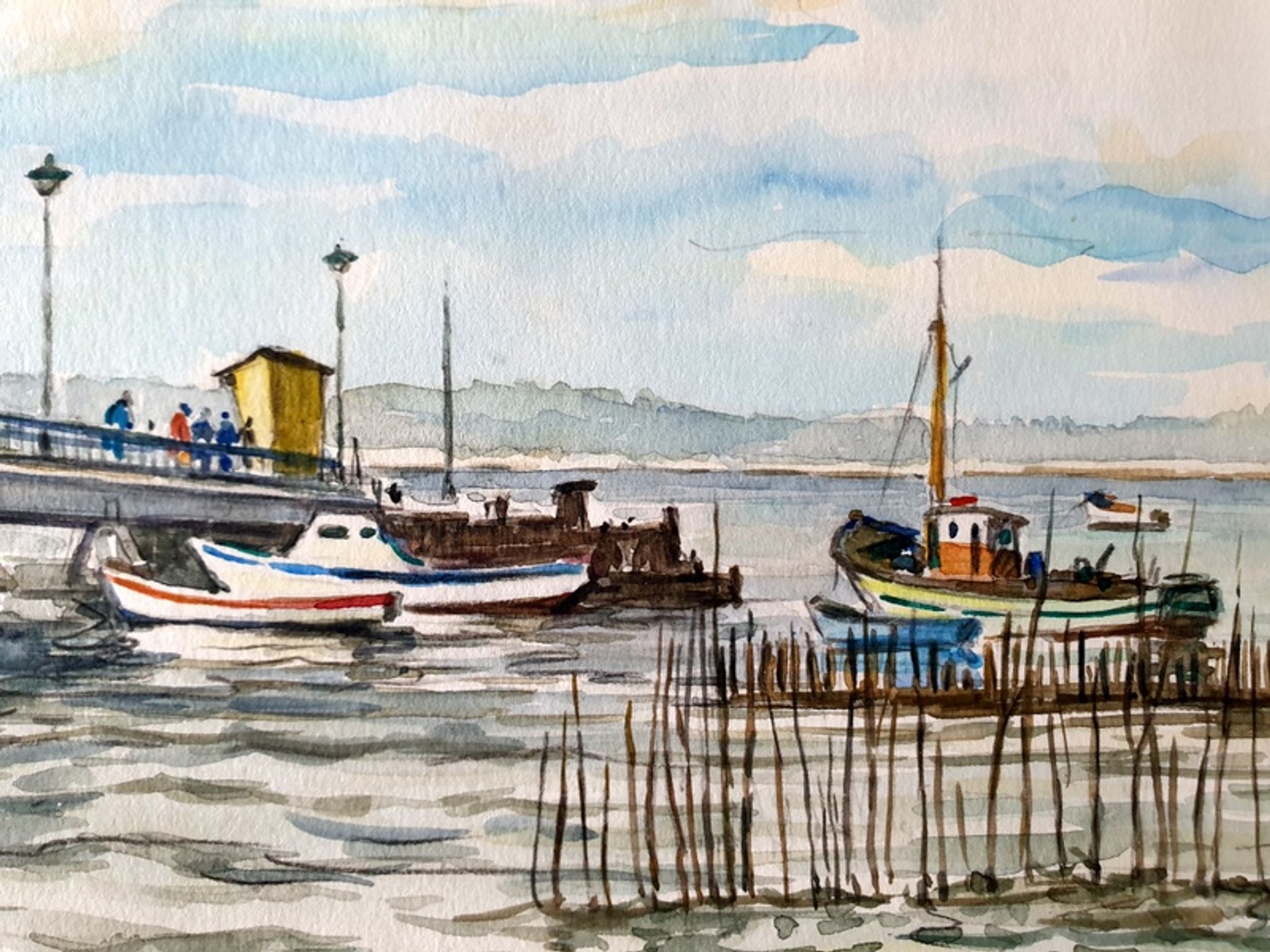 André Duculty (1912-1990) Watercolor on paper "Cap Ferret (Gironde)" Signed lower right and dated