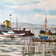 André Duculty (1912-1990) Watercolor on paper "Cap Ferret (Gironde)" Signed lower right and dated