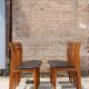 Set of 6 Scandinavian chairs in beech and black skaï, 1960s