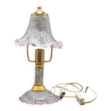 Pink Murano glass vintage table lamp, 1980s