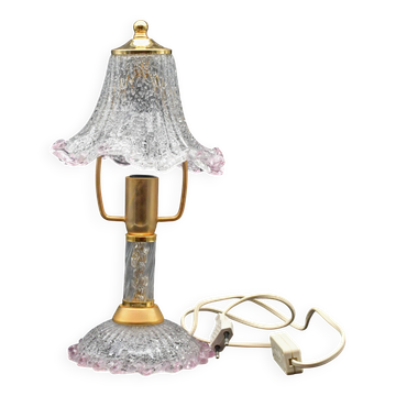 Pink Murano glass vintage table lamp, 1980s