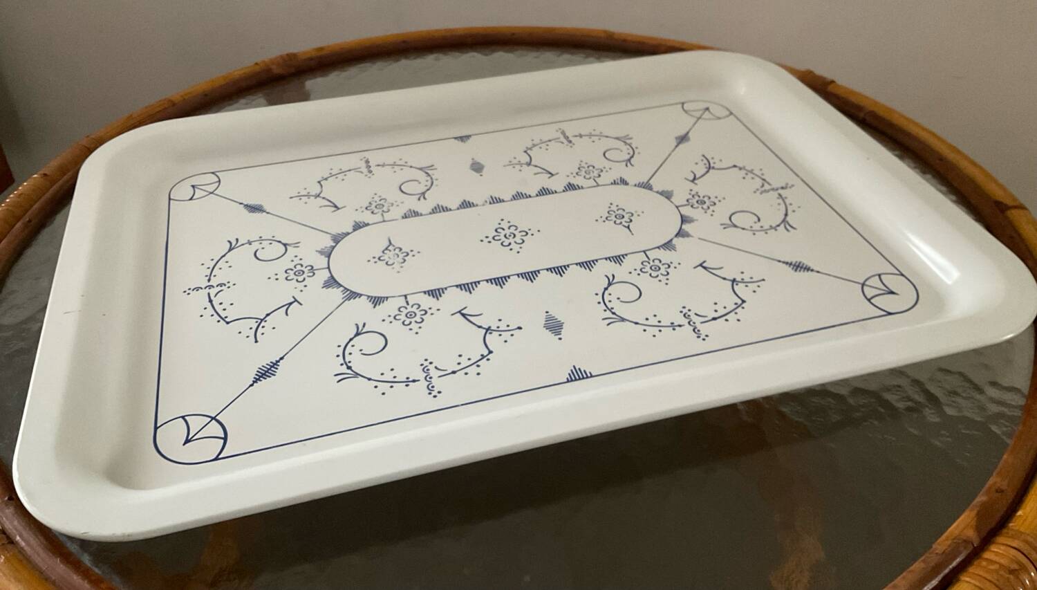 Vintage enameled metal tray