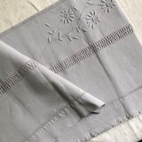 Old linen and cotton sheet dyed in dove grey