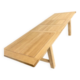 Table de ferme en chêne massif avec 2 rallonges centrales