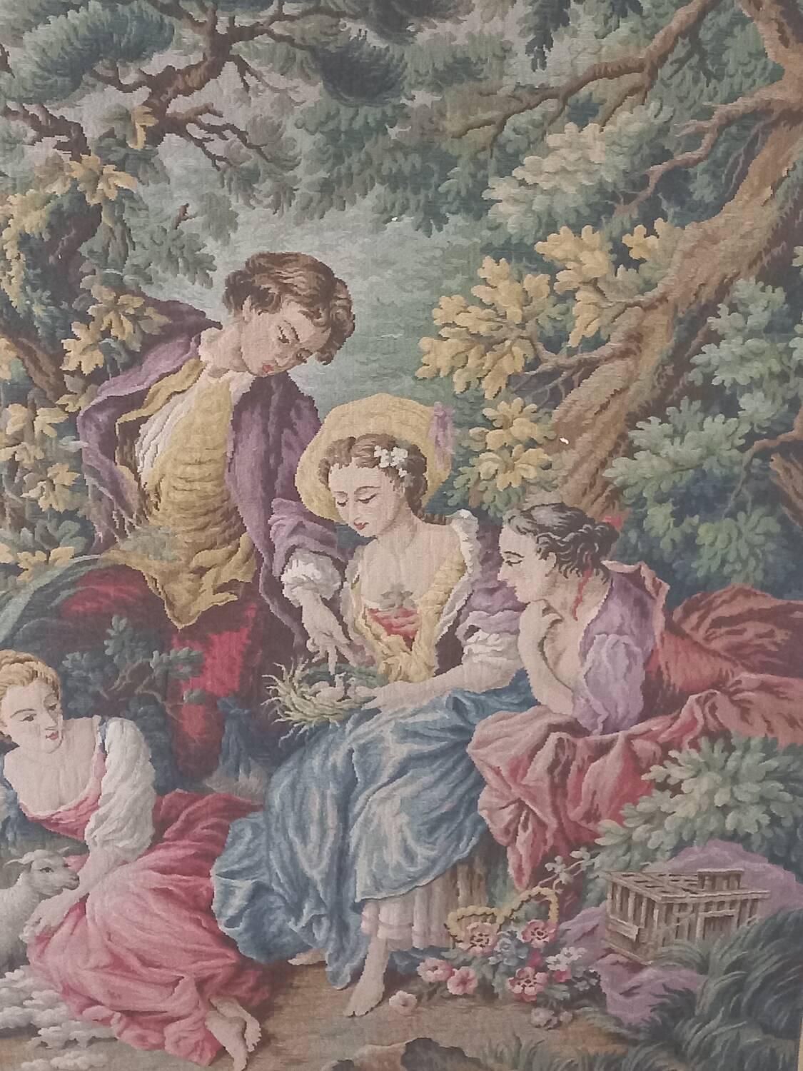 Genuine woven tapestry in the Aubusson style – pastoral French tapestry