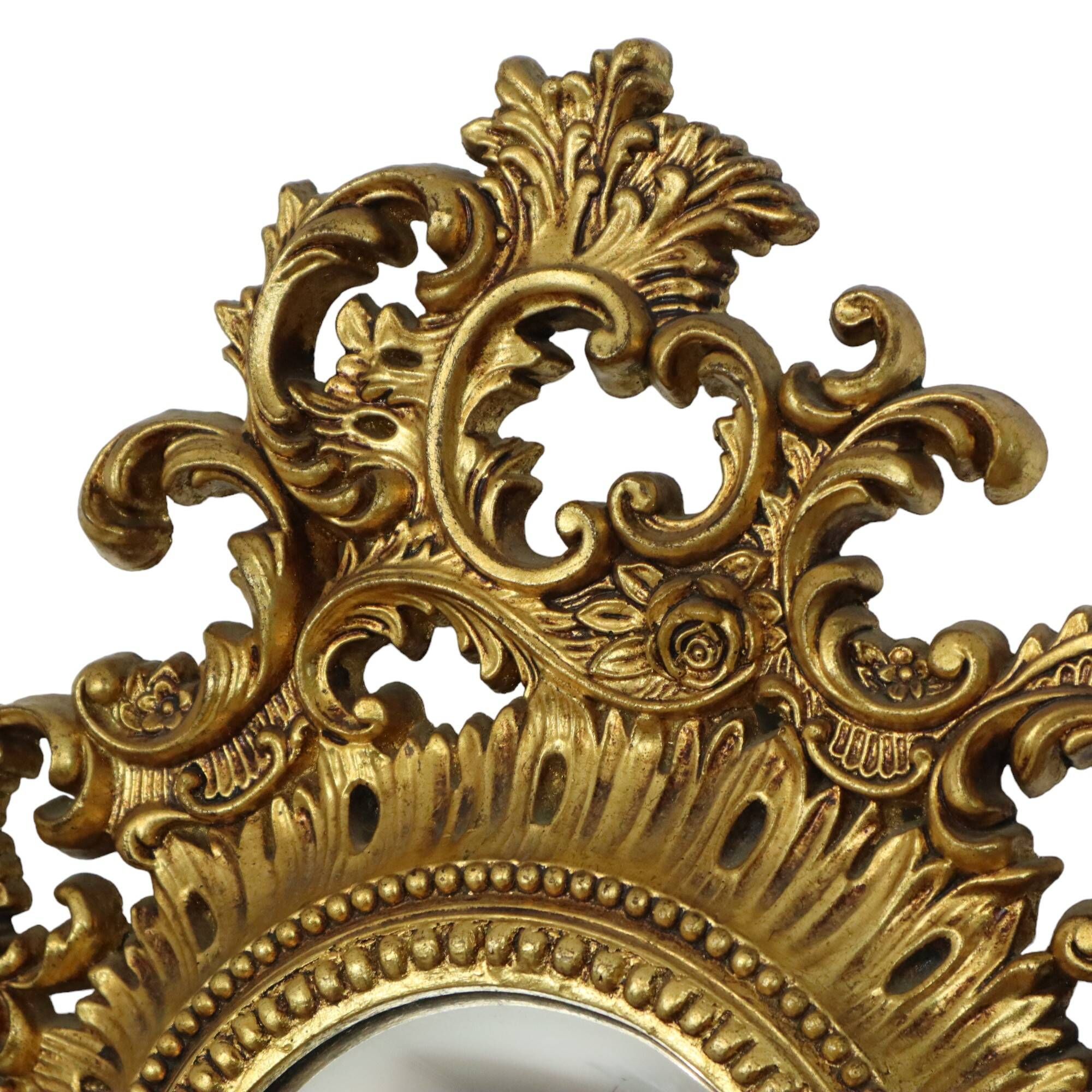 Classic Vintage Butler Mirror Gold Baroque Frame Witch's Eye Fifties