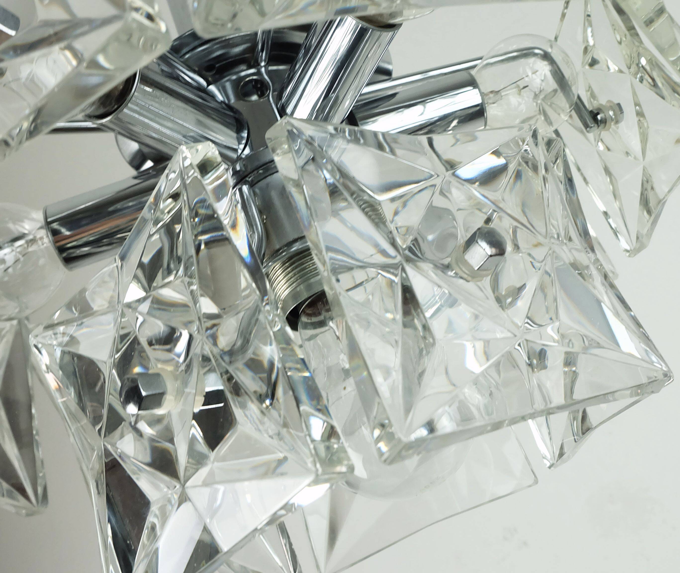 elegant 2-tier kinkeldey mid century PENDANT LIGHT crystal glass and chrome