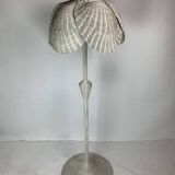 Mid-century French rattan wicker boho floor lamp, 1950s-1960s